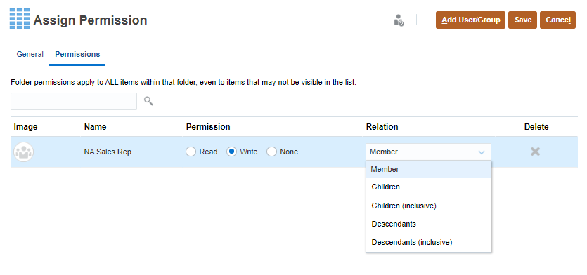 Assigning permission types